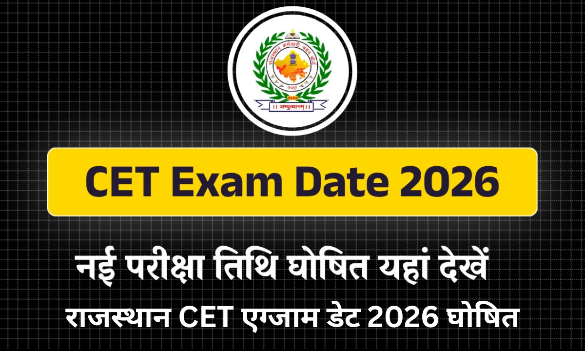 Rajasthan CET 12th Level & Graduation Level Exam Date 2026