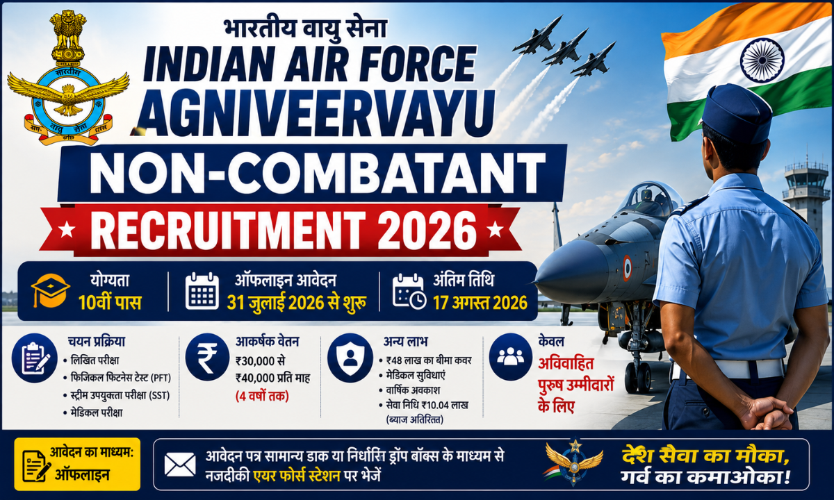 इंडियन एयर फोर्स नॉन-कॉम्बैटेंट भर्ती 2026
